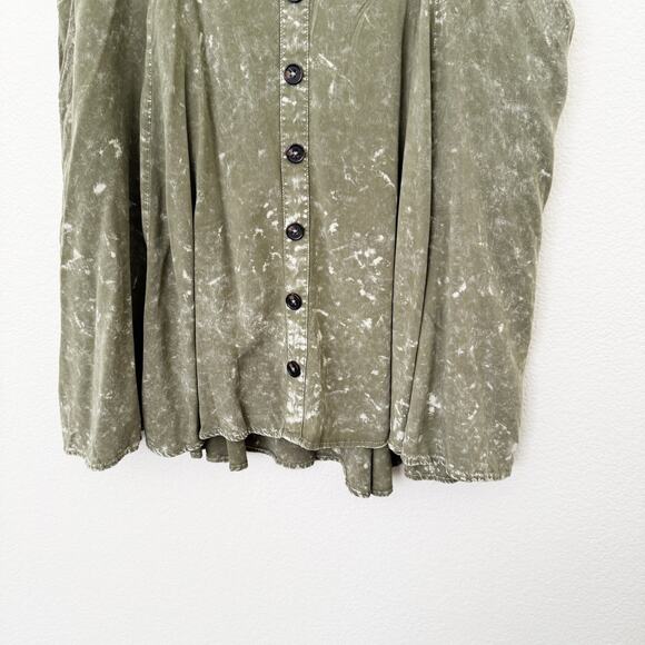 [Torrid] Olive Green Mineral Wash Button Front Skirtall A-Line Mini NWT Size 1X - Picture 11 of 13